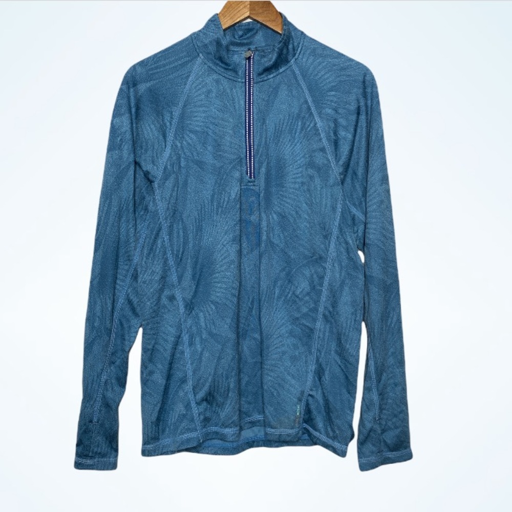 Tommy Bahama Island Active Blue Palm Print Half Zip Medium